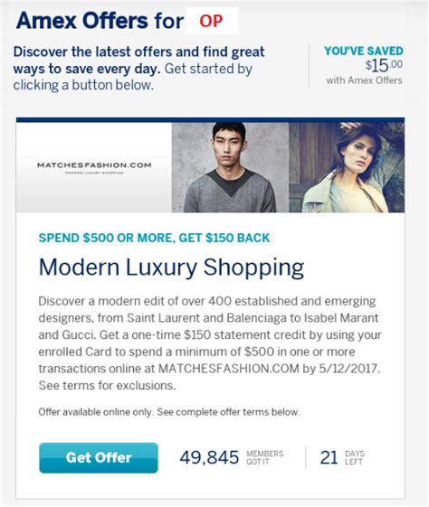 matchesfashion amex offer